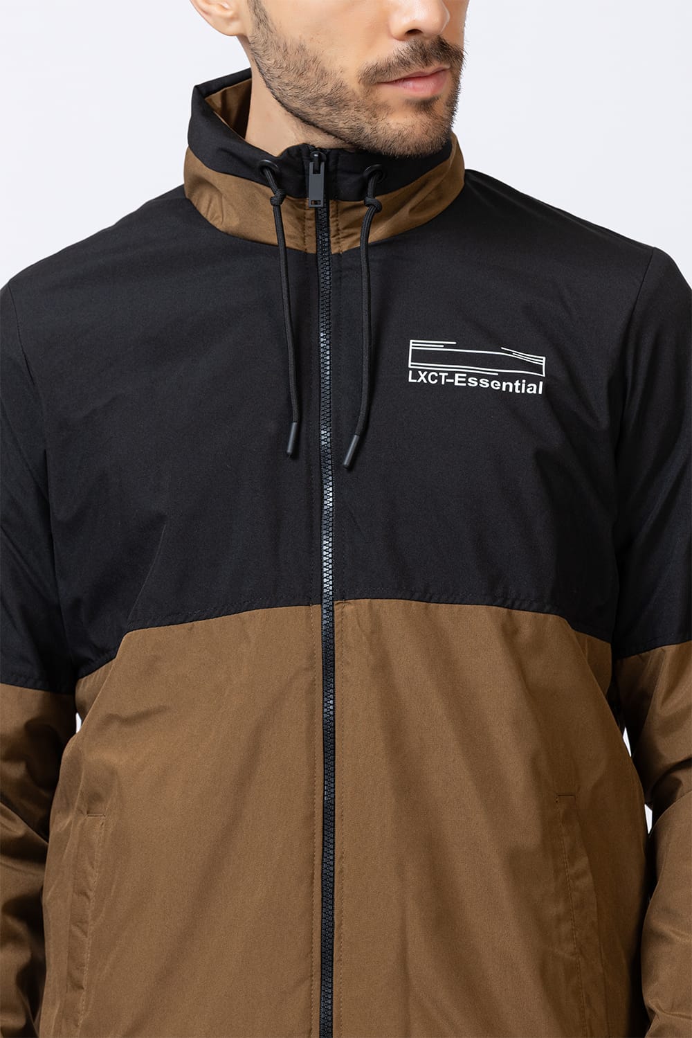 Men's colorblock jacket -Black & Brown
