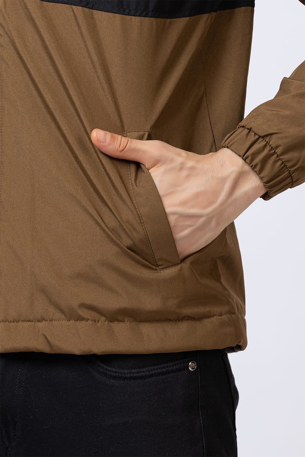 Men's colorblock jacket -Black & Brown