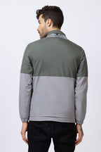 Men's colorblock jacket - olive & grey