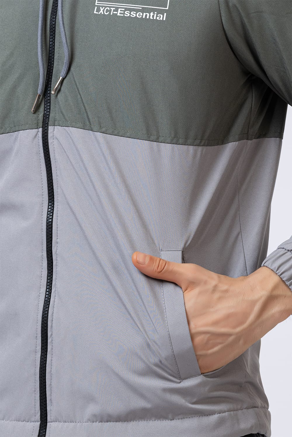 Men's colorblock jacket - olive & grey
