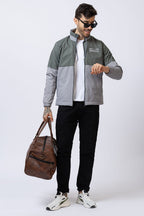 Men's colorblock jacket - olive & grey