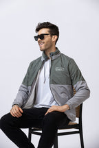 Men's colorblock jacket - olive & grey