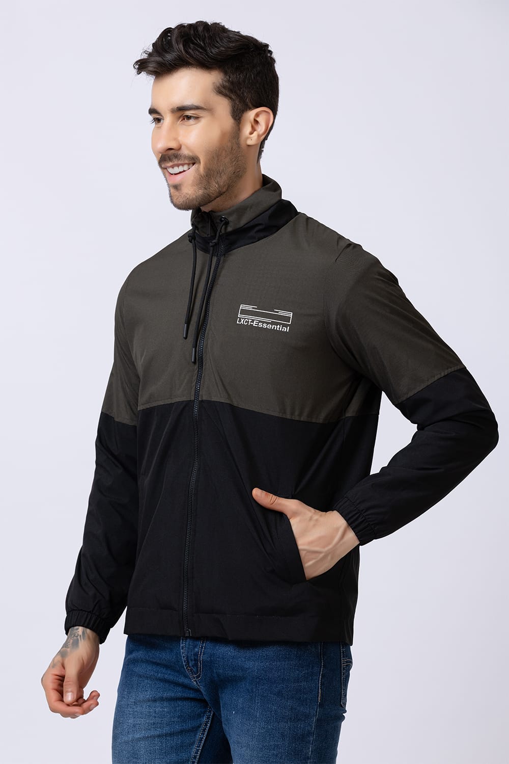 Men's colorblock jacket - Green & Black