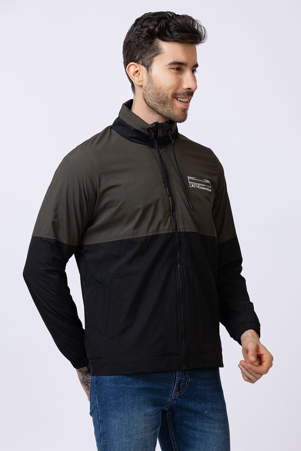 Men's colorblock jacket - Green & Black
