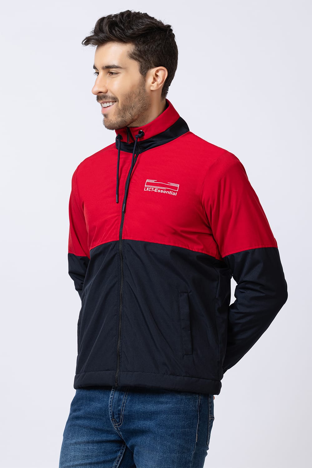 Lexcot Men's Red & Black Colorblock Windcheater Jacket left View