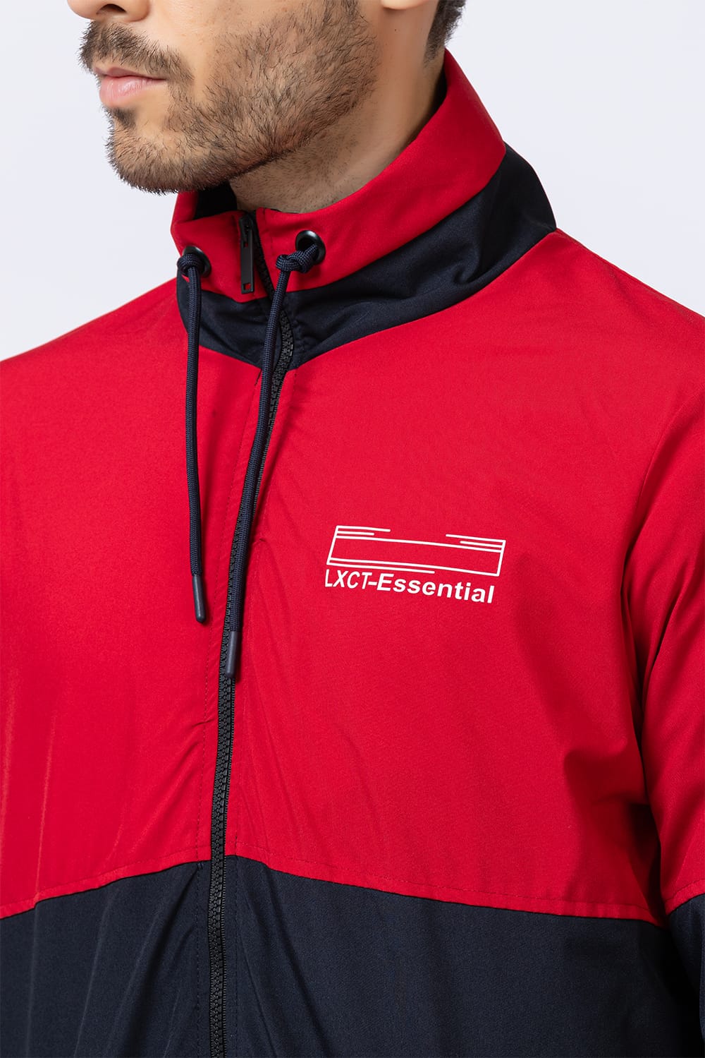 Lexcot Men's Red & Black Colorblock Windcheater Jacket logo View