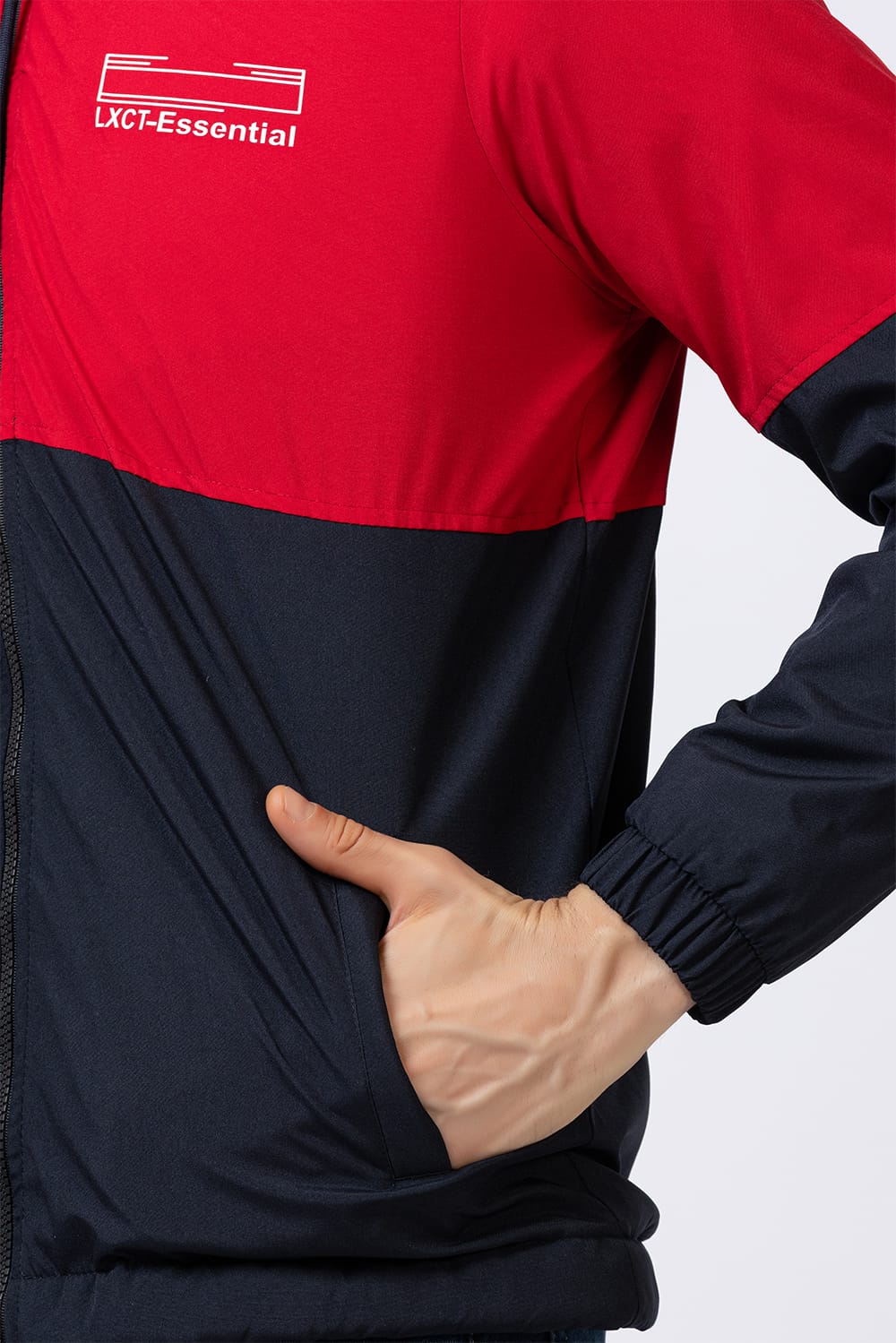 Lexcot Men's Red & Black Colorblock Windcheater Jacket pocket View