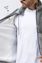 Men's colorblock jacket - olive & grey