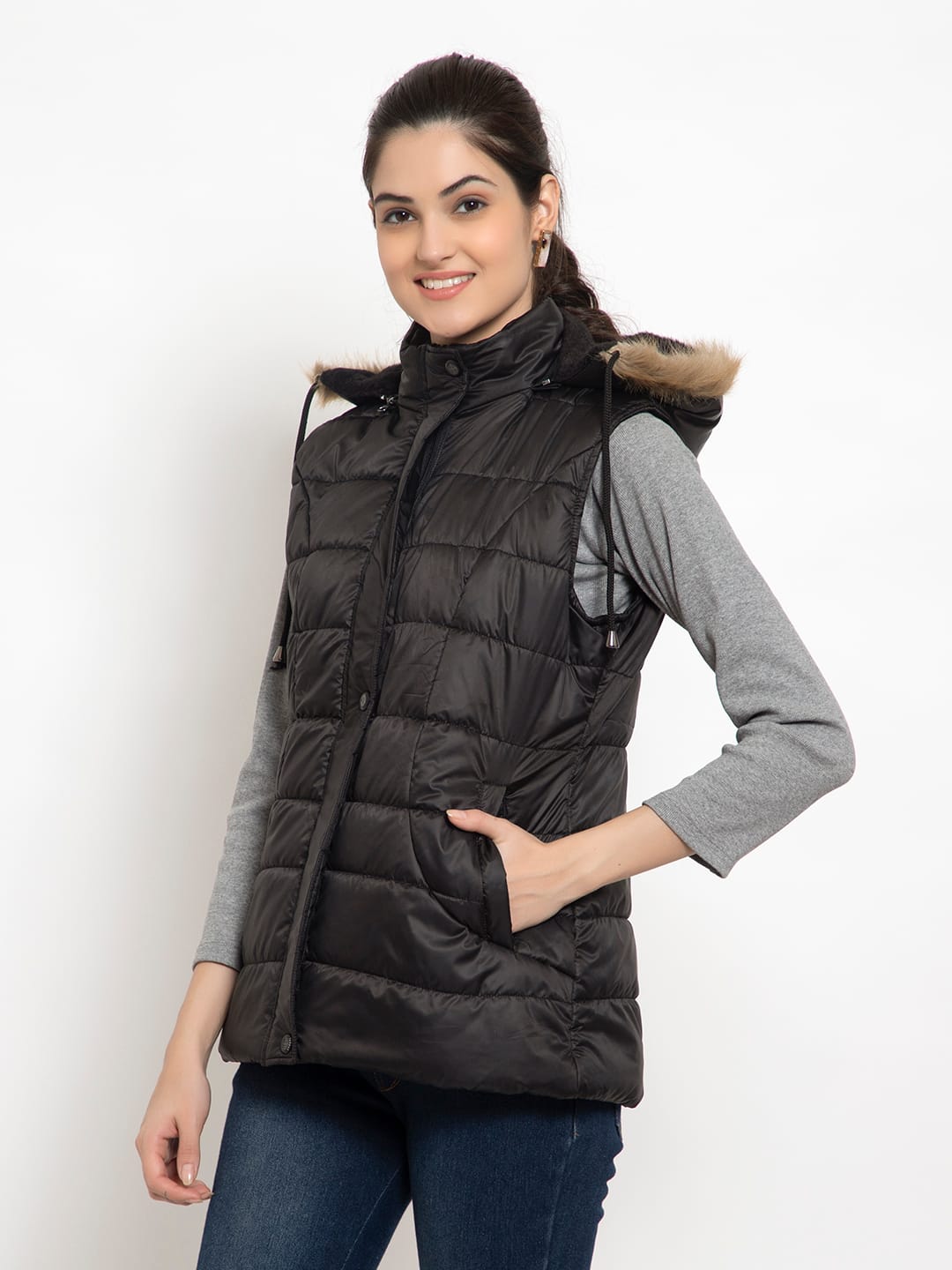 women's Sleeveless Jacket - Black
