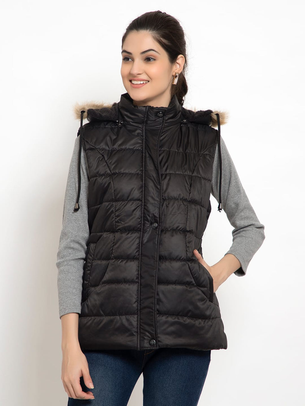 women's Sleeveless Jacket - Black