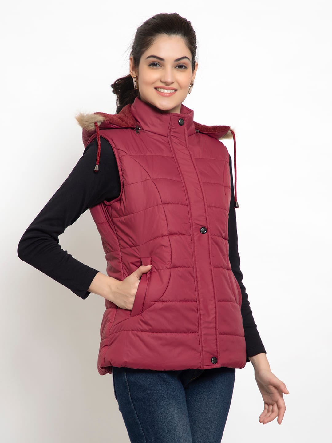 Women's Sleeveless jacket - Mahroon