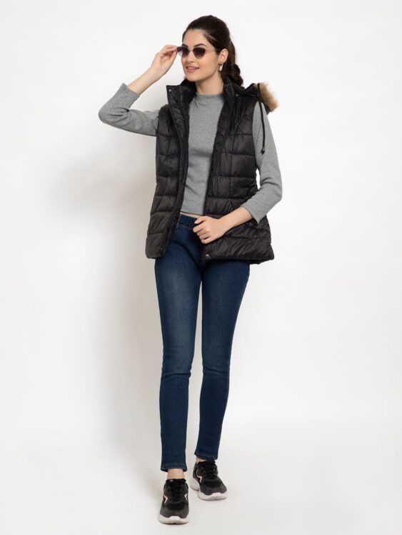 women’s Sleeveless Jacket – Black