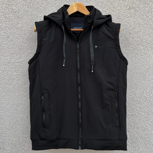 Men’s Detachable Sleeve Hooded Jacket – Jet Black