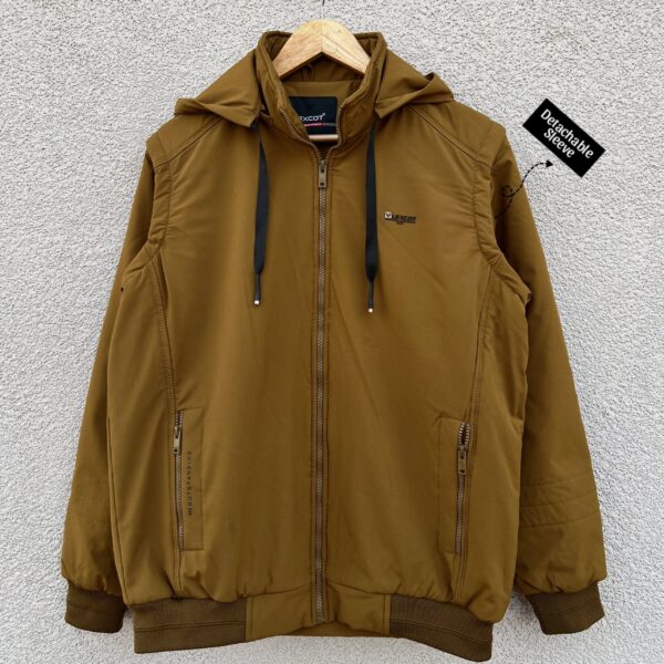 Men’s  detachable sleeve Hooded Jacket – Mustard