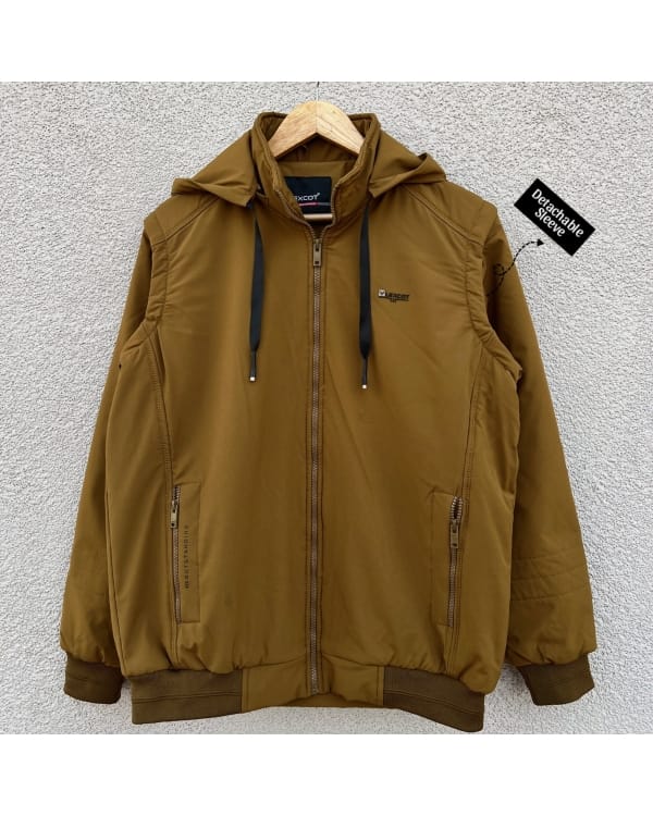 Men’s  detachable sleeve Hooded Jacket – Mustard