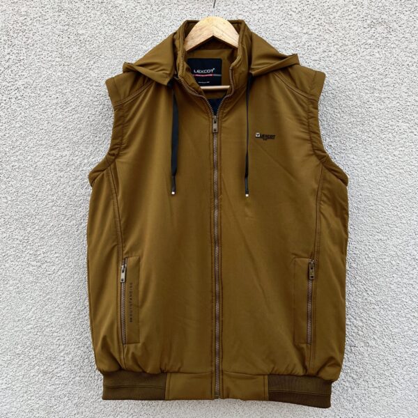 Men's Detachable Sleeves Hooded Jacket - Olive - Lexcot