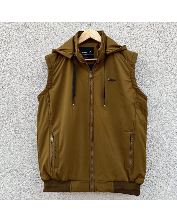 Men’s  detachable sleeve Hooded Jacket – Mustard