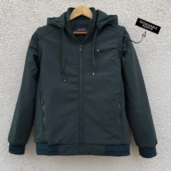 Men’s Detachable Sleeves Hooded Jacket – Navy