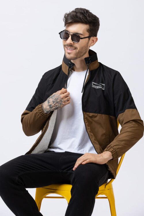 Men’s colorblock jacket -Black & Brown