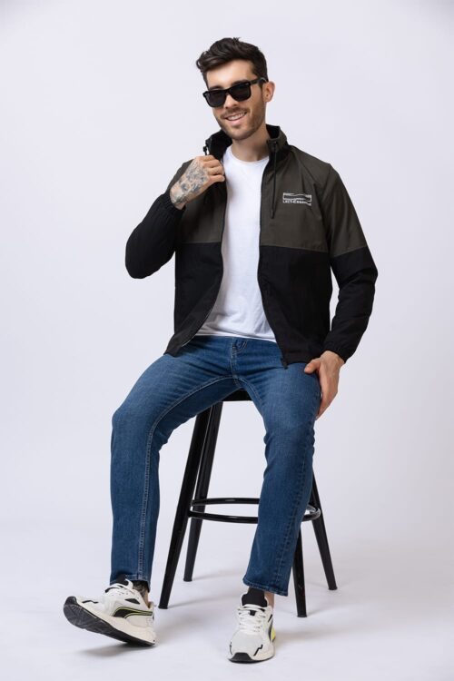 Men’s colorblock jacket – Green & Black