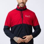 Lexcot Men's Red & Black Colorblock Windcheater Jacket Front View