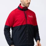 Lexcot Men's Red & Black Colorblock Windcheater Jacket right View