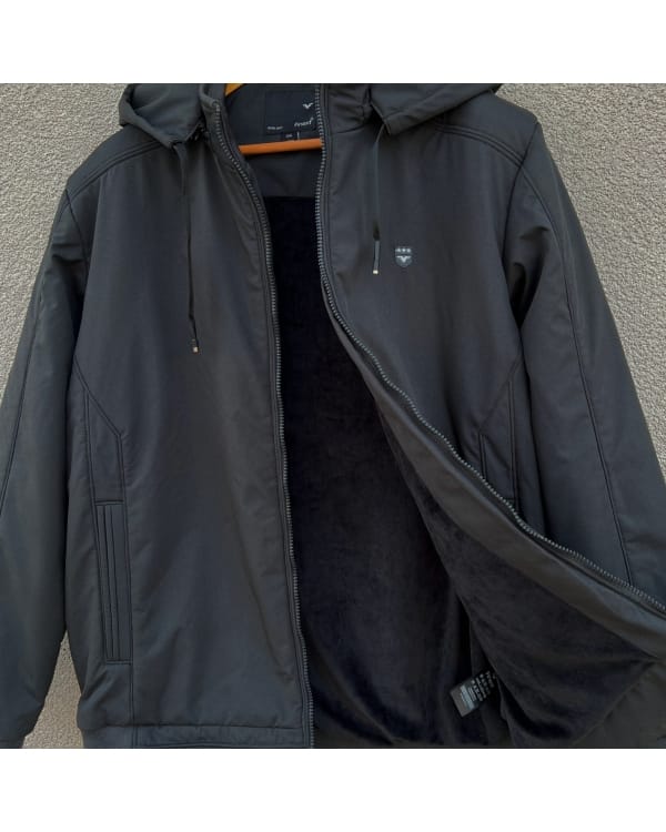 Big size mens hooded jacket – dark grey