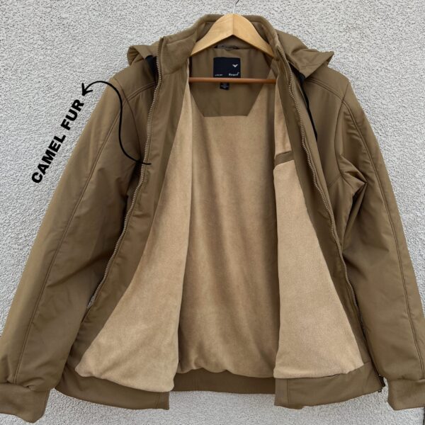 Big Size men’s hooded Jacket – Camel Brown