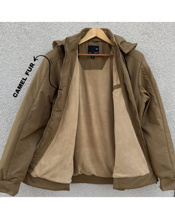 Big Size men’s hooded Jacket – Camel Brown