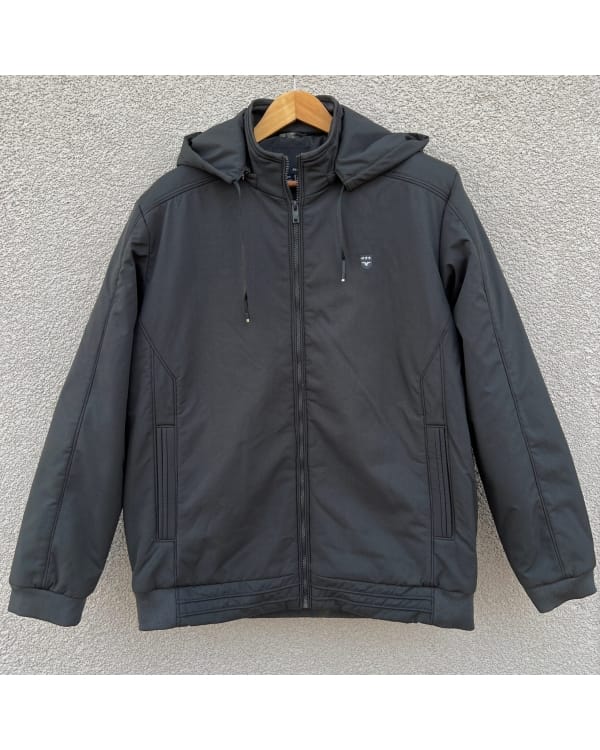 Big size mens hooded jacket – dark grey