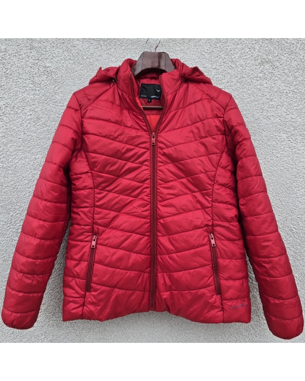 Women Puffer Jacket with Detachable Hood – RED