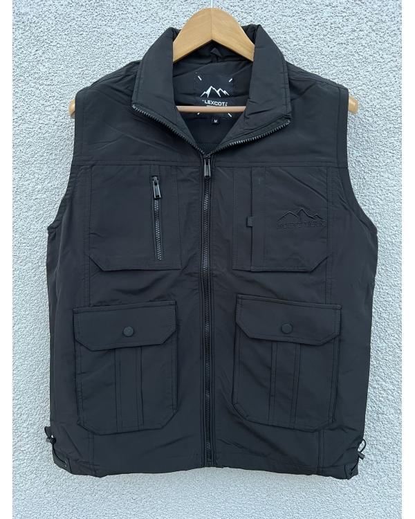 Men’s  sleeveless cargo pocket jacket- black