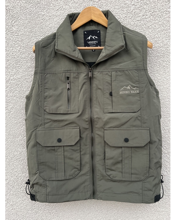 Men’s  sleeveless cargo pocket jacket- Olive