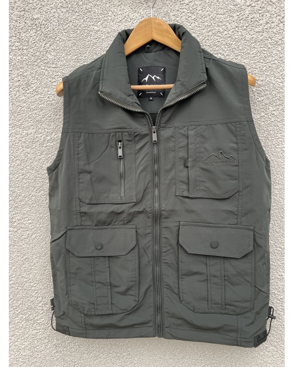 Men’s  sleeveless cargo pocket jacket- darkgrey