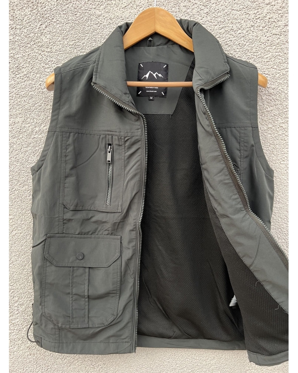 Men’s  sleeveless cargo pocket jacket- darkgrey