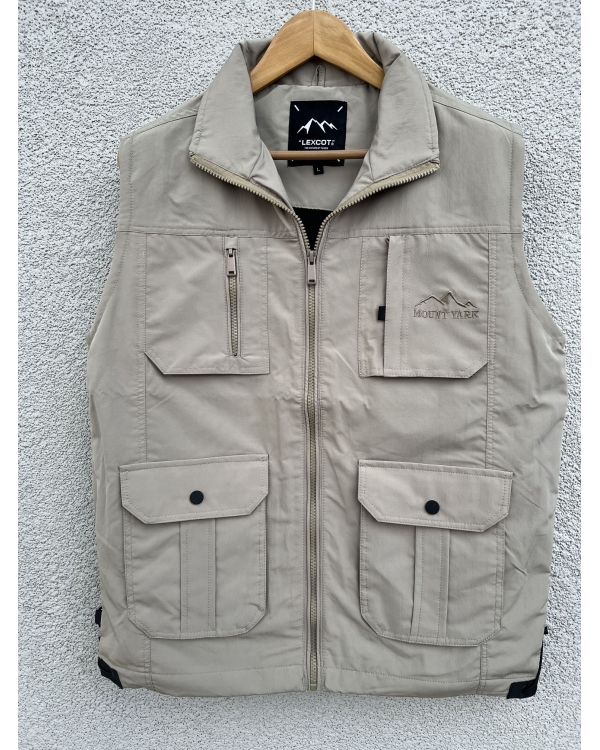 Men’s  sleeveless cargo pocket jacket- beige